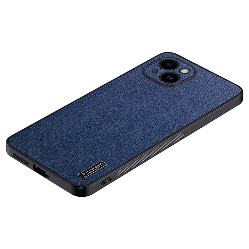 Til iPhone 14 Wood Grain telefonetui PU læder PC TPU cover med kameralinsebeskytter Til iPhone 14 Wood Grain telefonetui PU læder PC TPU cover med kameralinsebeskytter